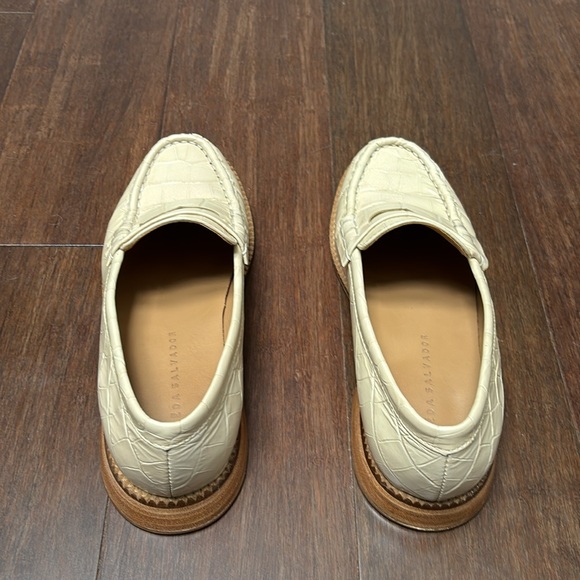Freda Salvador Elba Penny Loafers in Sand Embossed Croc - Picture 6 of 16